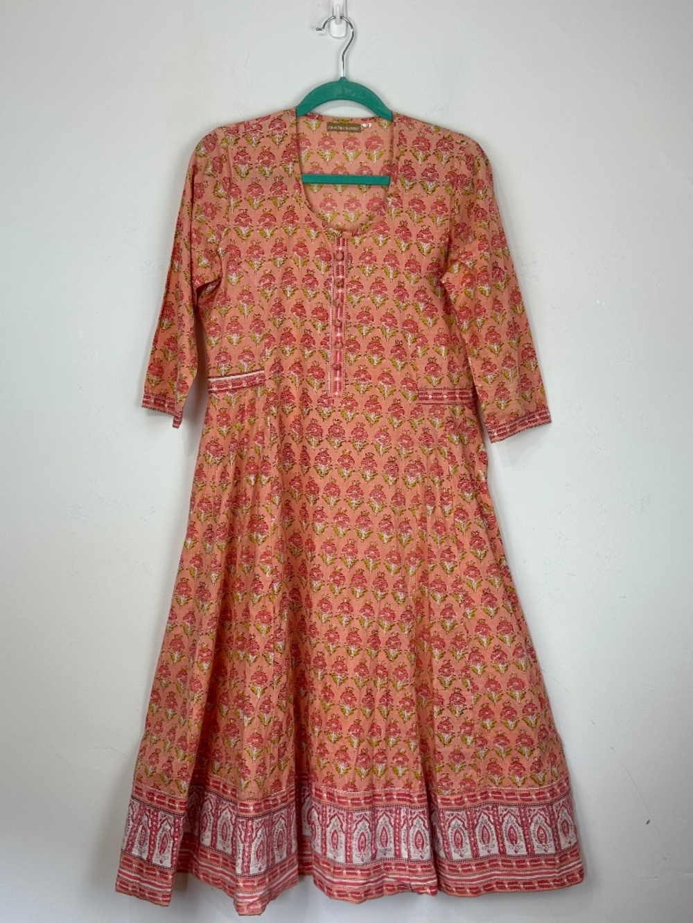 An Indian Summer Womens Cotton Floral Fit and Flare Dress S Boho Peasant Floral
